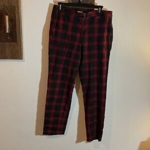 J Jill Women’s Red and Black Plaid Pants
